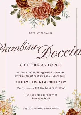 Beige Elegante biglietto d'invito naturale per la festa del bebè