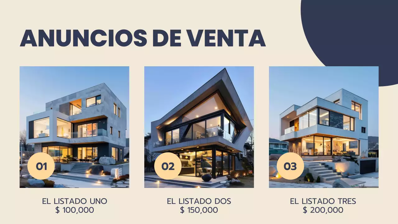 Propuesta inmobiliaria moderna en azul y beige