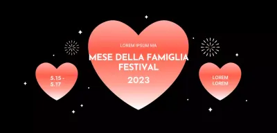 Design per festival con cuori sfumati su sfondo nero