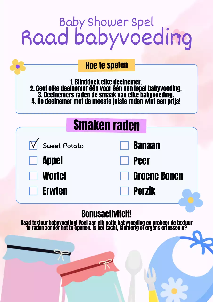 Blauw en Paars Trend Baby Shower Spel Uitnodiging