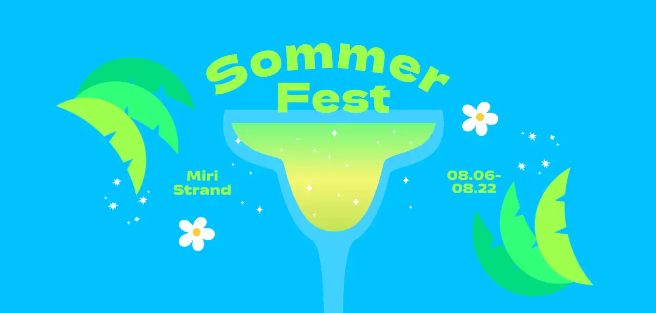 Ein kühles und erfrischendes Sommerfest mit Palmen und Blumen