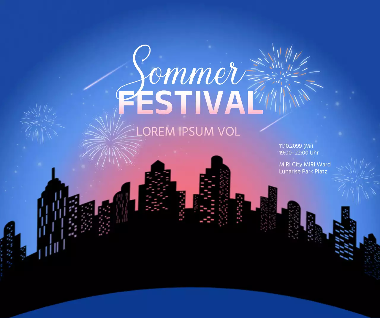 Nachthimmel Feuerwerk Konzept in schwarz und blau Gradienten