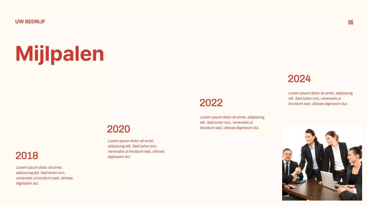 Minimal bedrijfsprofiel presentatie rood en beige