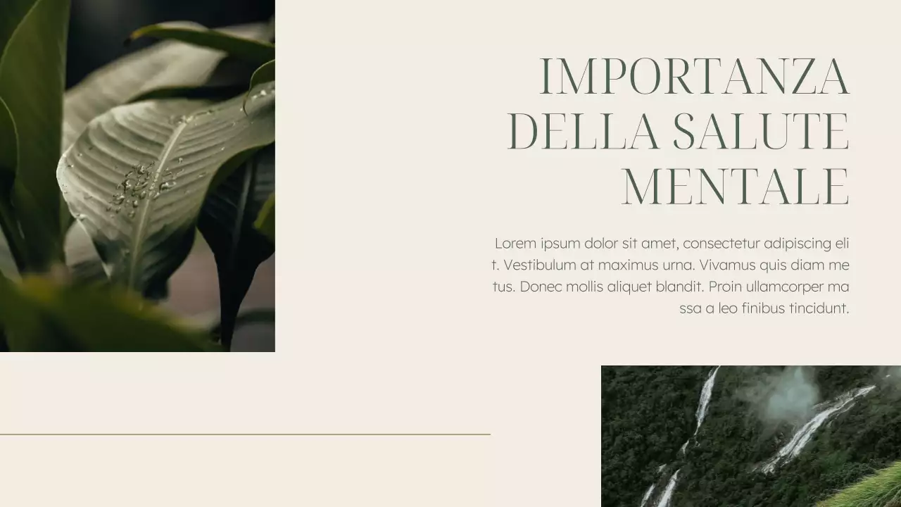 Materiale per conferenze sulla salute mentale di colore verde e beige, elegante.