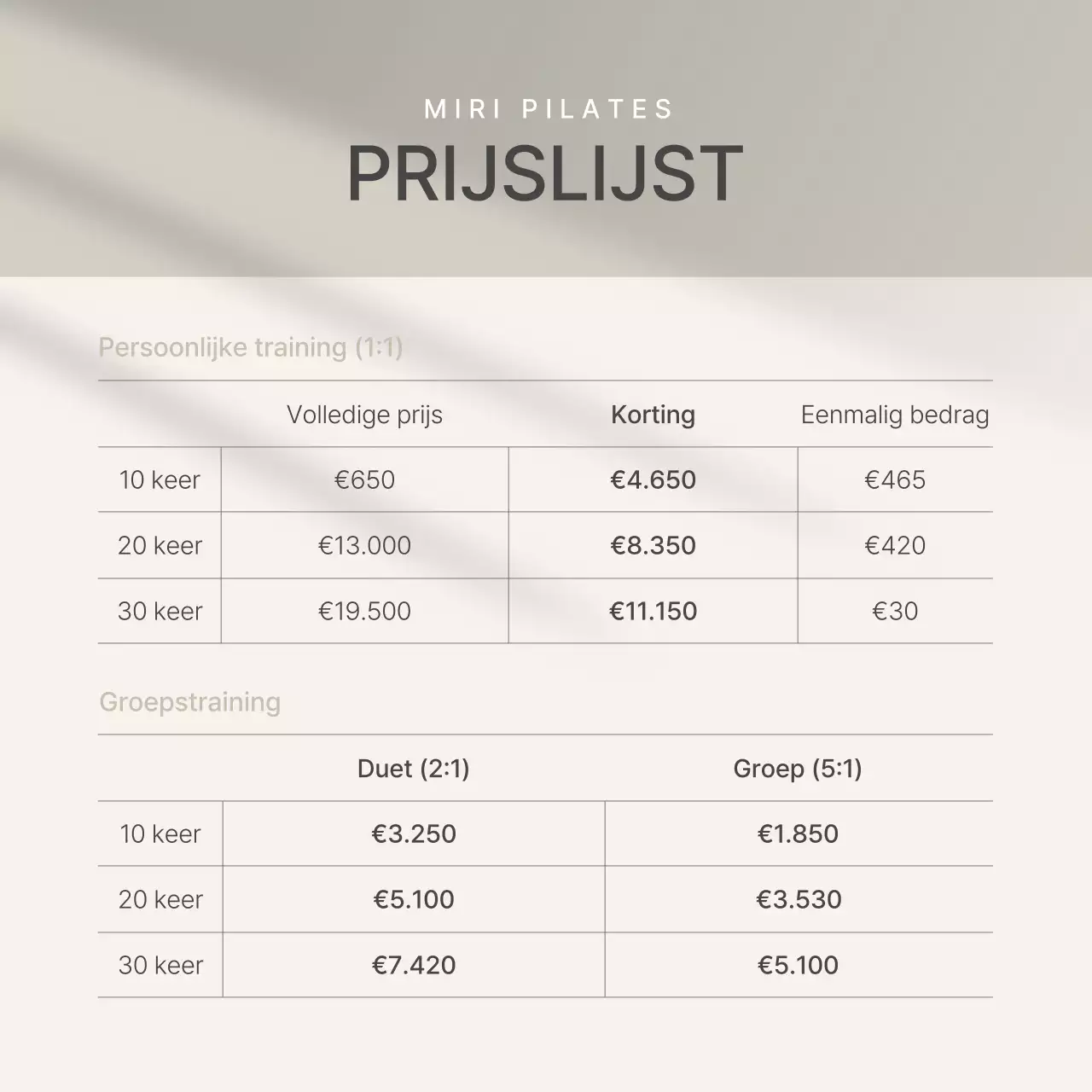 Modern Pilates in Beige en Geel Social Media Marketing Prijzen en Promotie van evenementen