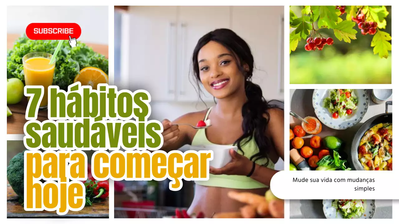 Verde moderno hábitos alimentares saudáveis Youtube Thumbnail Video