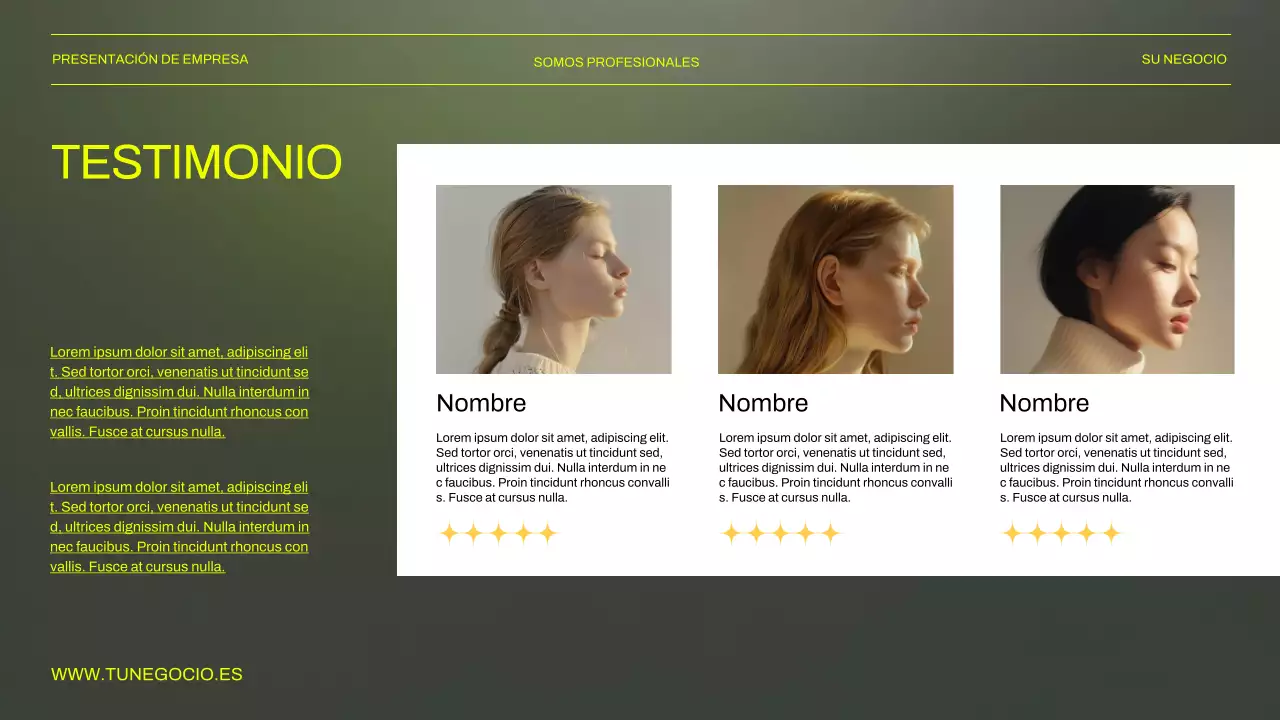 Presentación empresarial en verde y negro