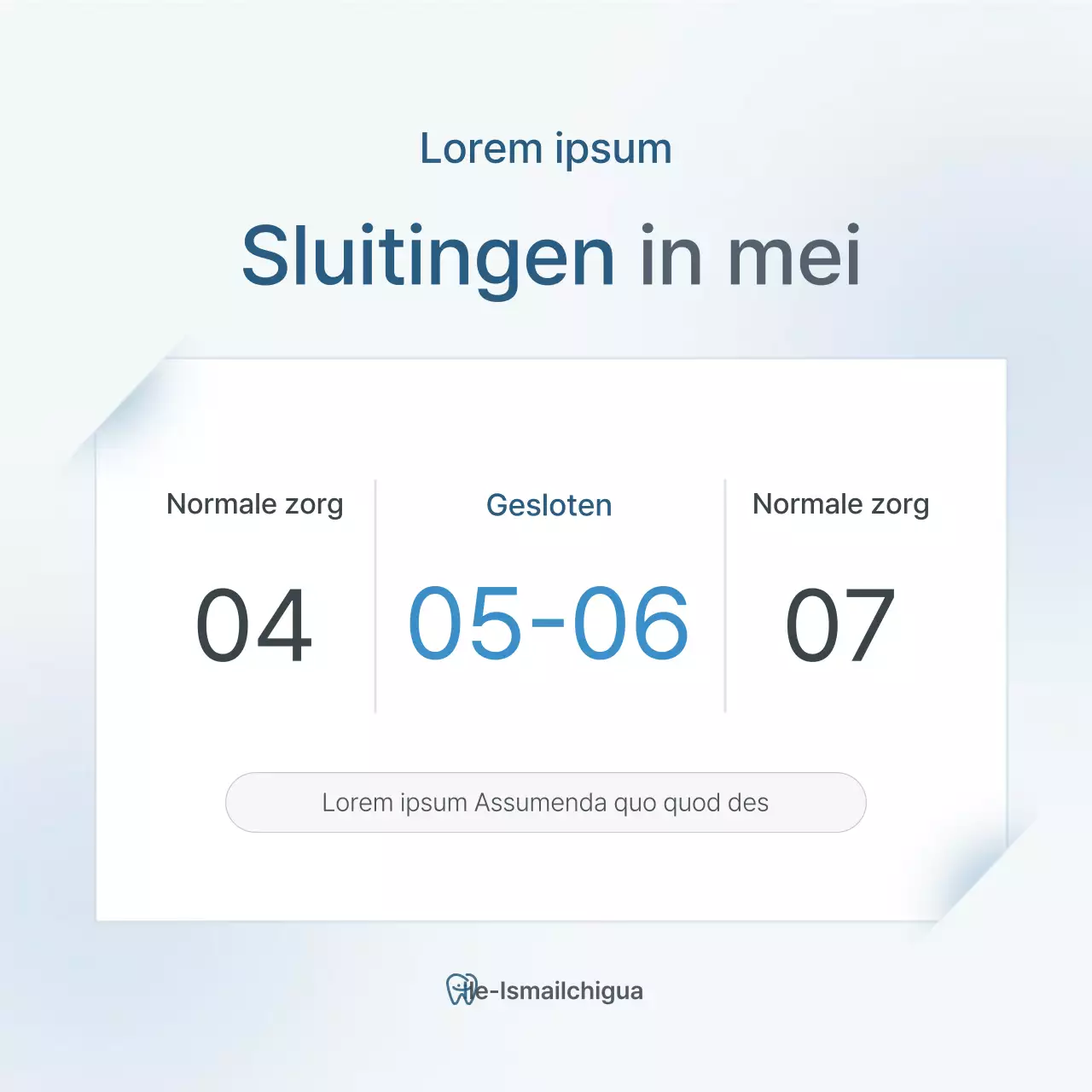 Een eenvoudige witte en lichtblauwe tandkliniek promoten om de praktijk te promoten