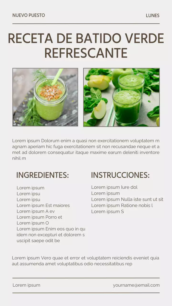Receta de batido verde refrescante natural verde y gris