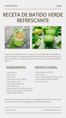 Receta de batido verde refrescante natural verde y gris