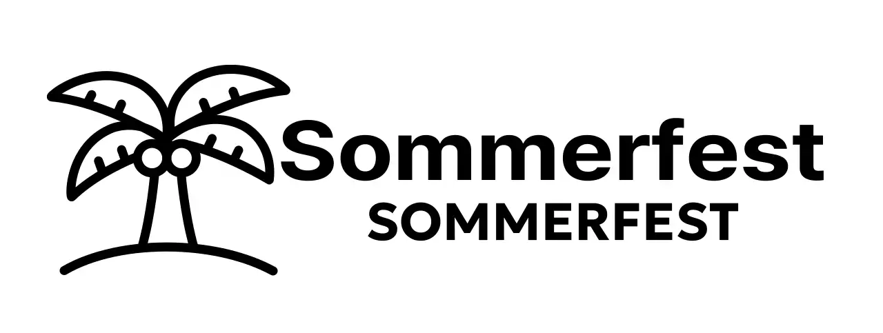 Ein luftiges Sommerfest mit Palmenillustrationen