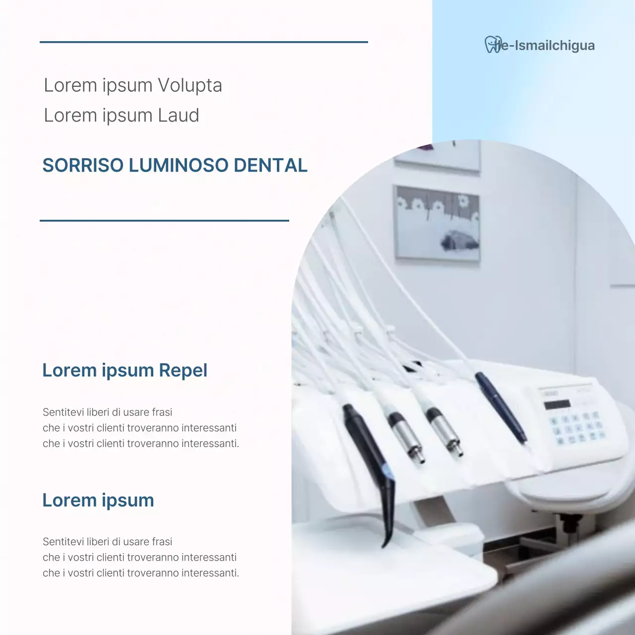 Promuovere la guida informativa della struttura ospedaliera per promuovere l'odontoiatria semplice bianca e azzurra