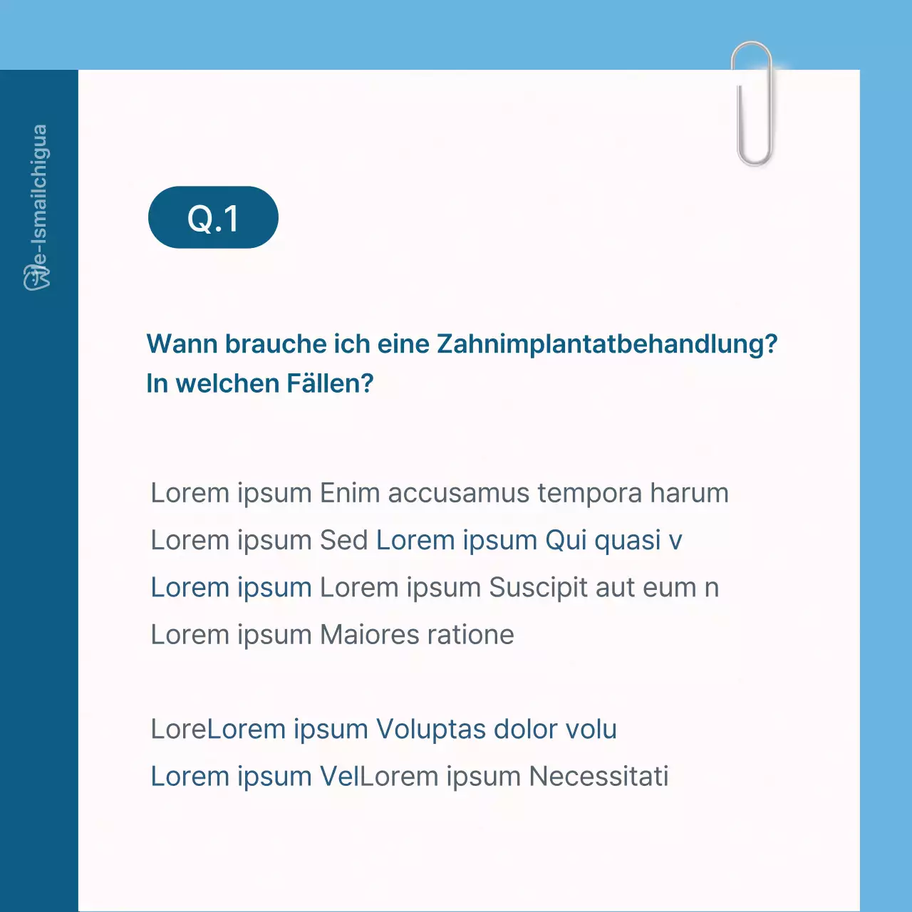 Ein einfaches weißes und hellblaues Social-Media-Kit für das Marketing einer Zahnarztpraxis, um für die Praxis zu werben.