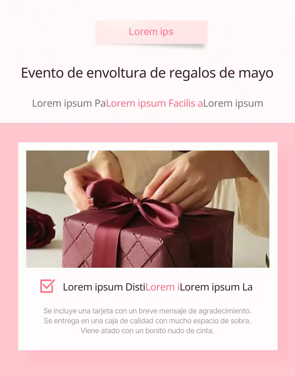 Bonito anuncio de oferta del Día de la Madre en rosa y marfil