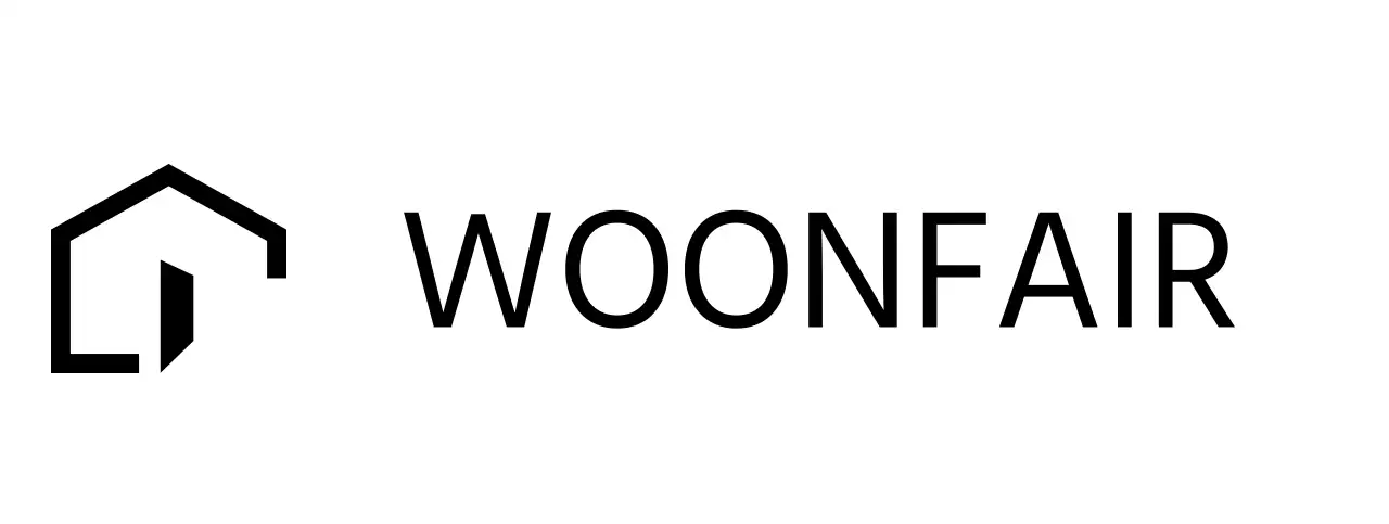 Eenvoudige woonbeurs met illustraties in de vorm van huizen