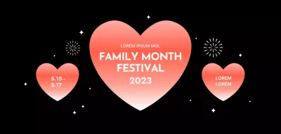Festival design with gradient hearts on a black background