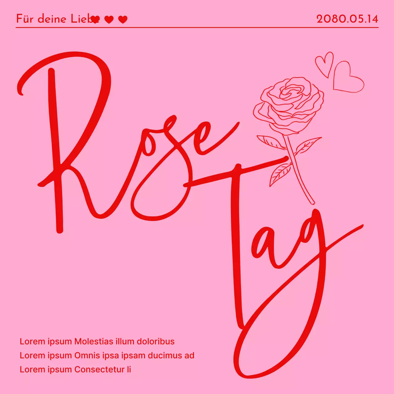 Werben Sie für den Rosentag mit einem Hauch von Rot und Rosa