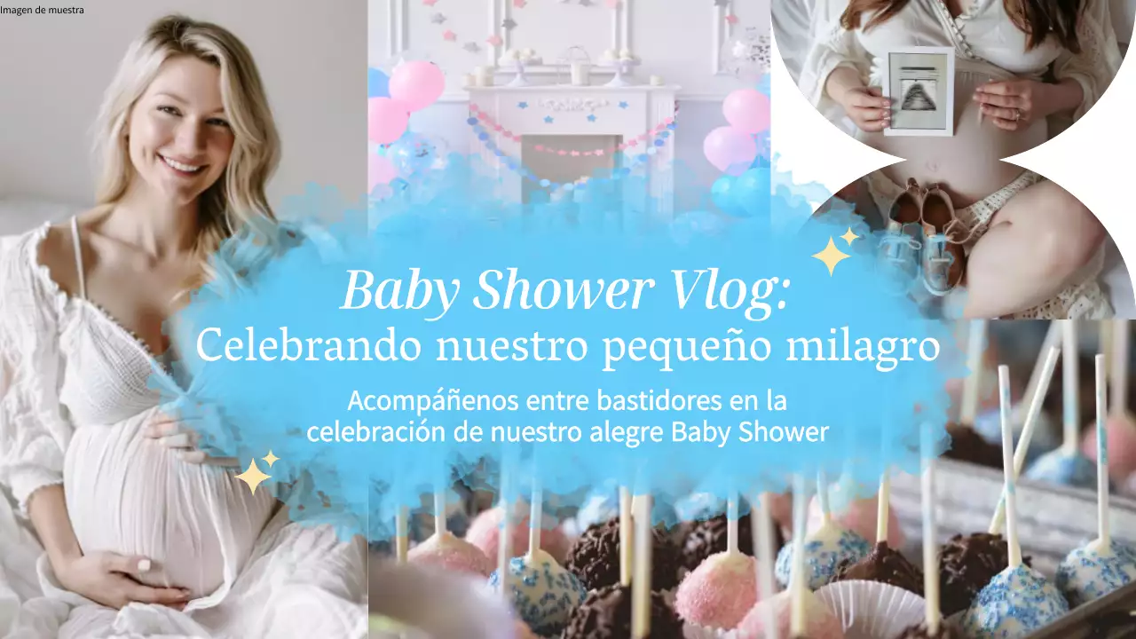 Baby Shower moderno en azul y blanco