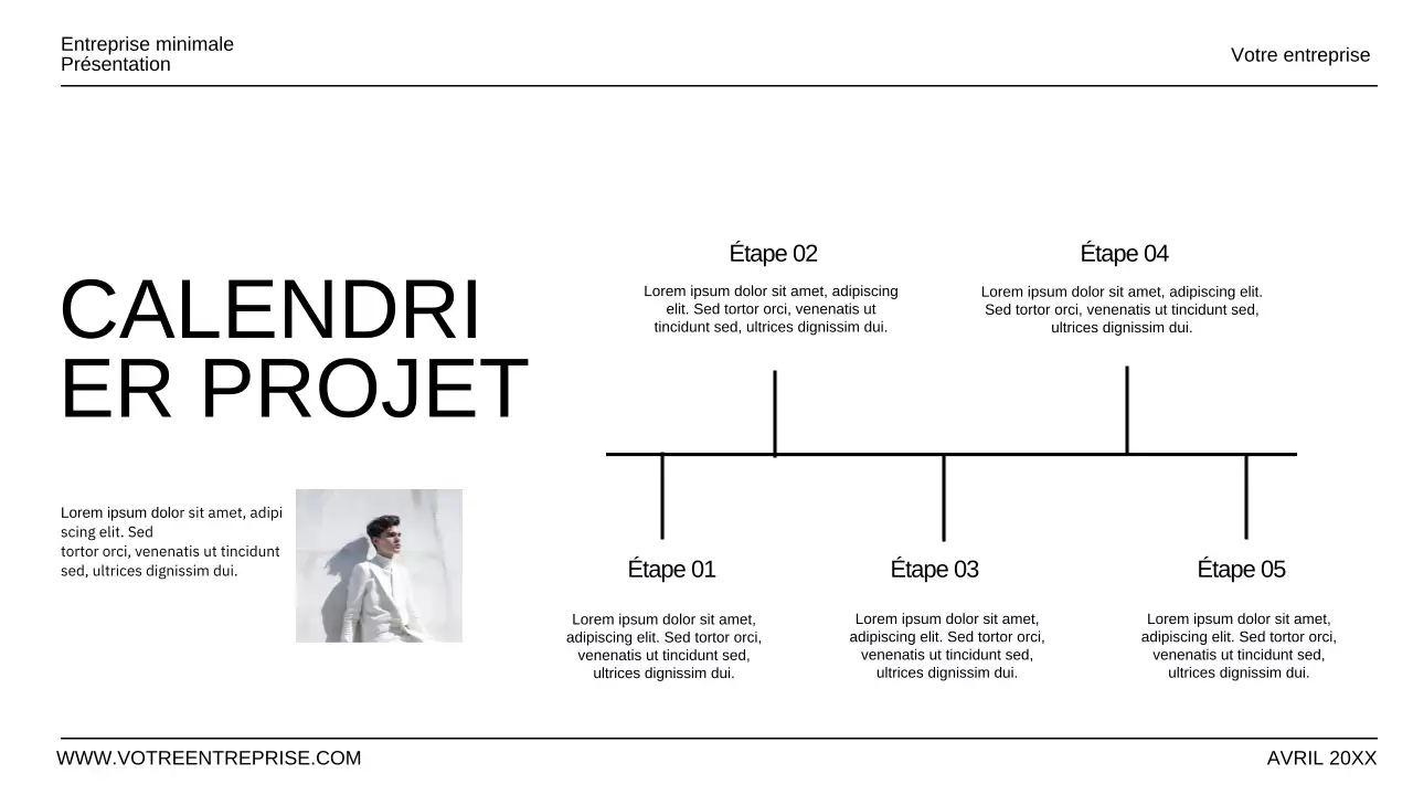 Présentation d'entreprise minimale en noir et blanc