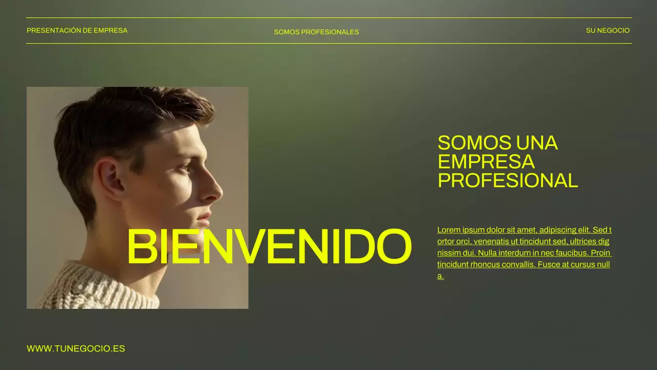 Presentación empresarial en verde y negro