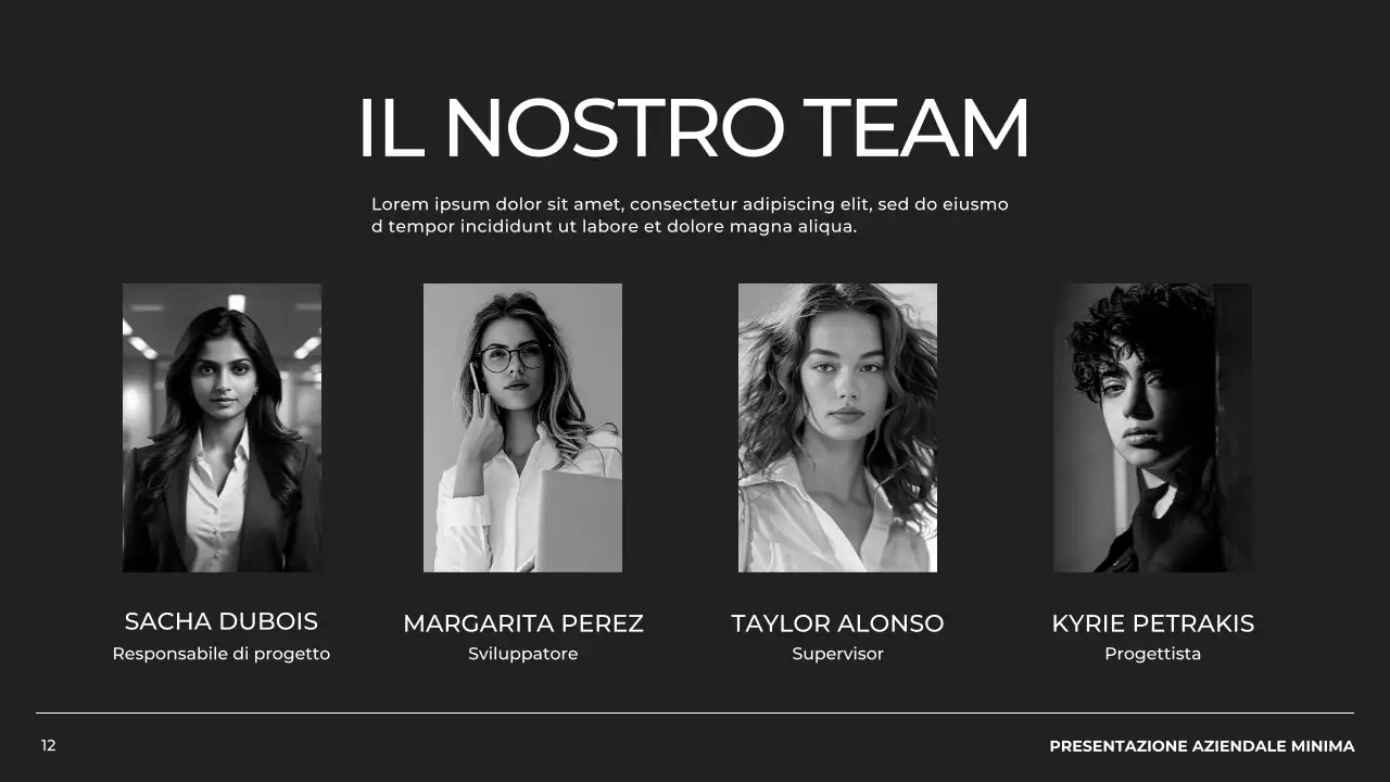 Profilo aziendale minimale in bianco e nero Presentazione del prodotto