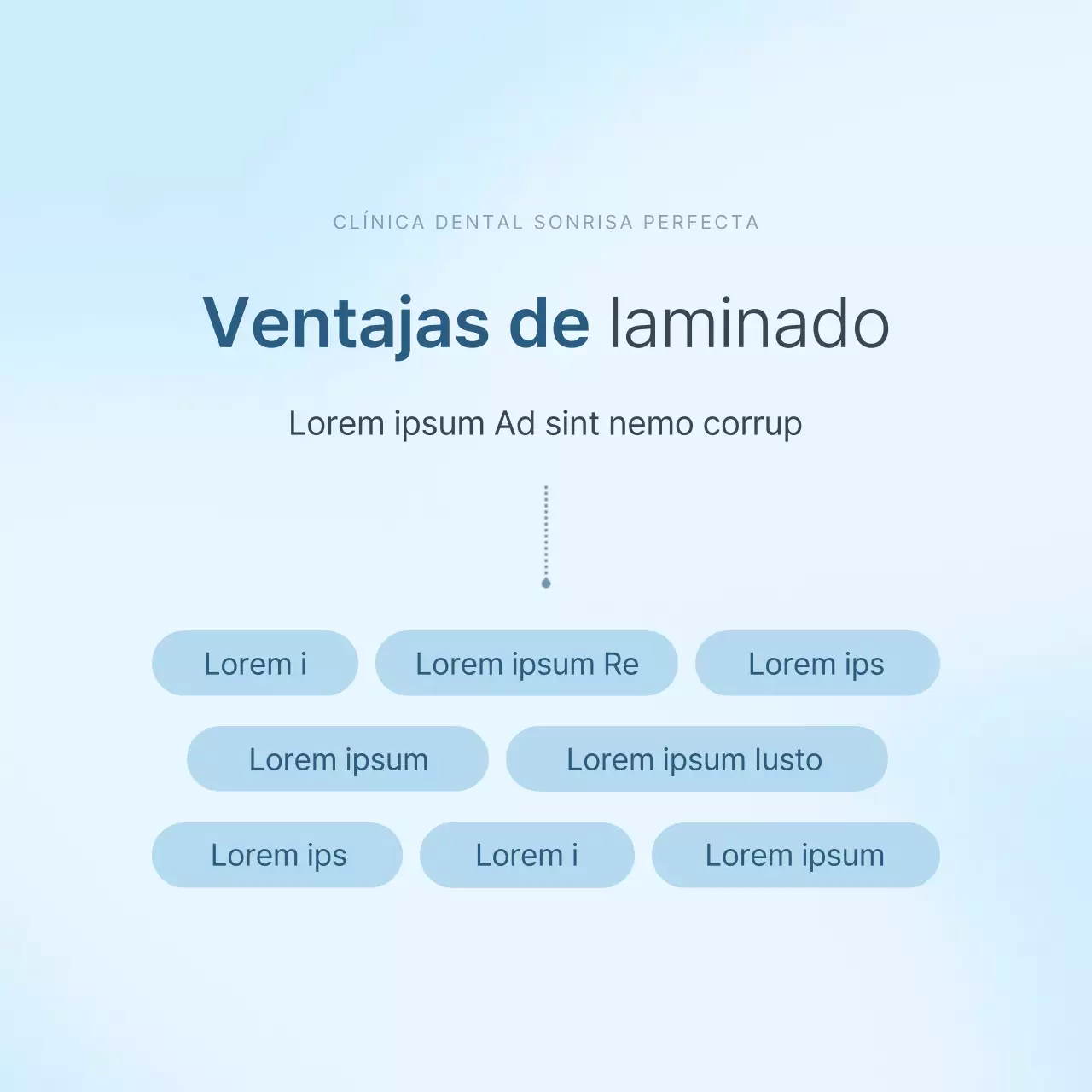 Odontología sencilla en blanco y azul claro para promocionar la guía de información sobre procedimientos hospitalarios