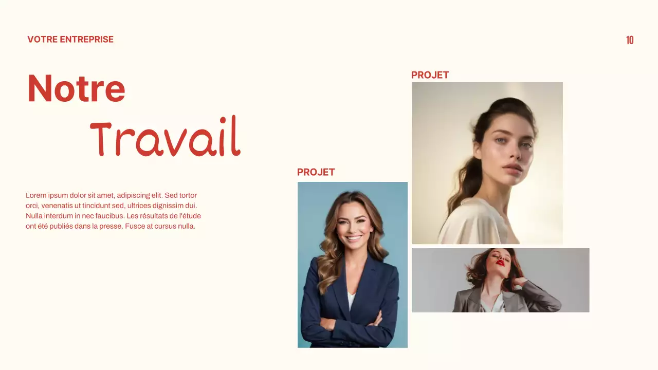 Présentation minimale de profil d'entreprise rouge et beige