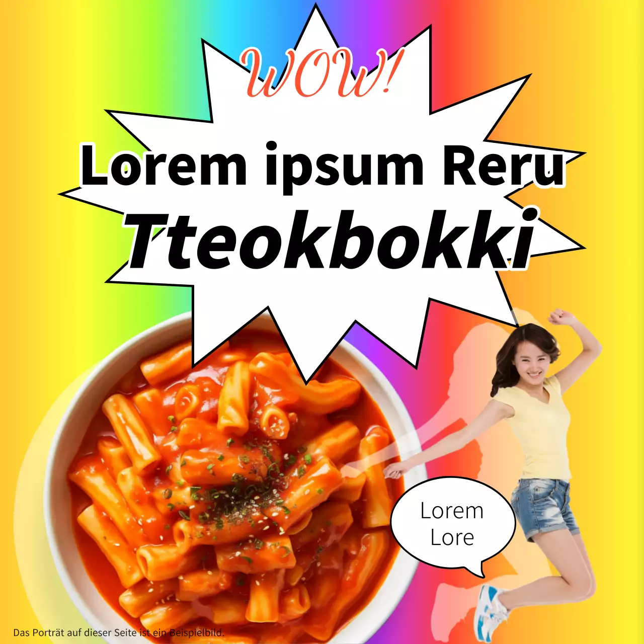 Regenbogenfarbene Flasche tteokbokki jjal