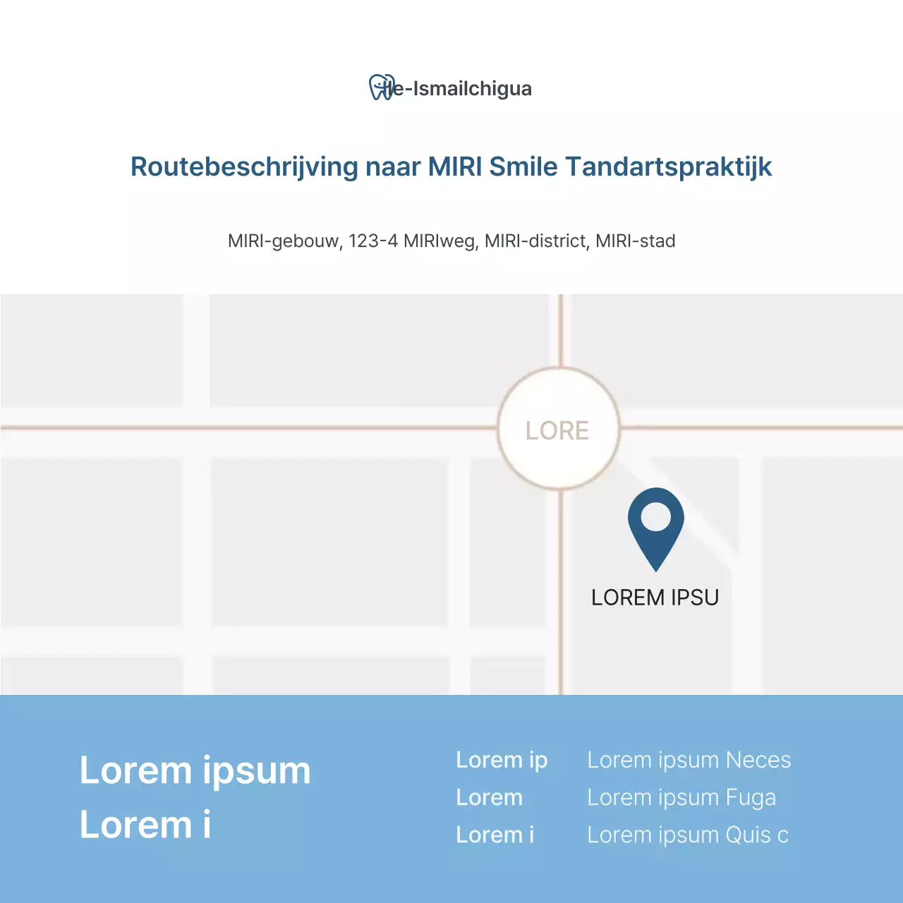 Een eenvoudige witte en lichtblauwe tandkliniek promoten om de praktijk te promoten