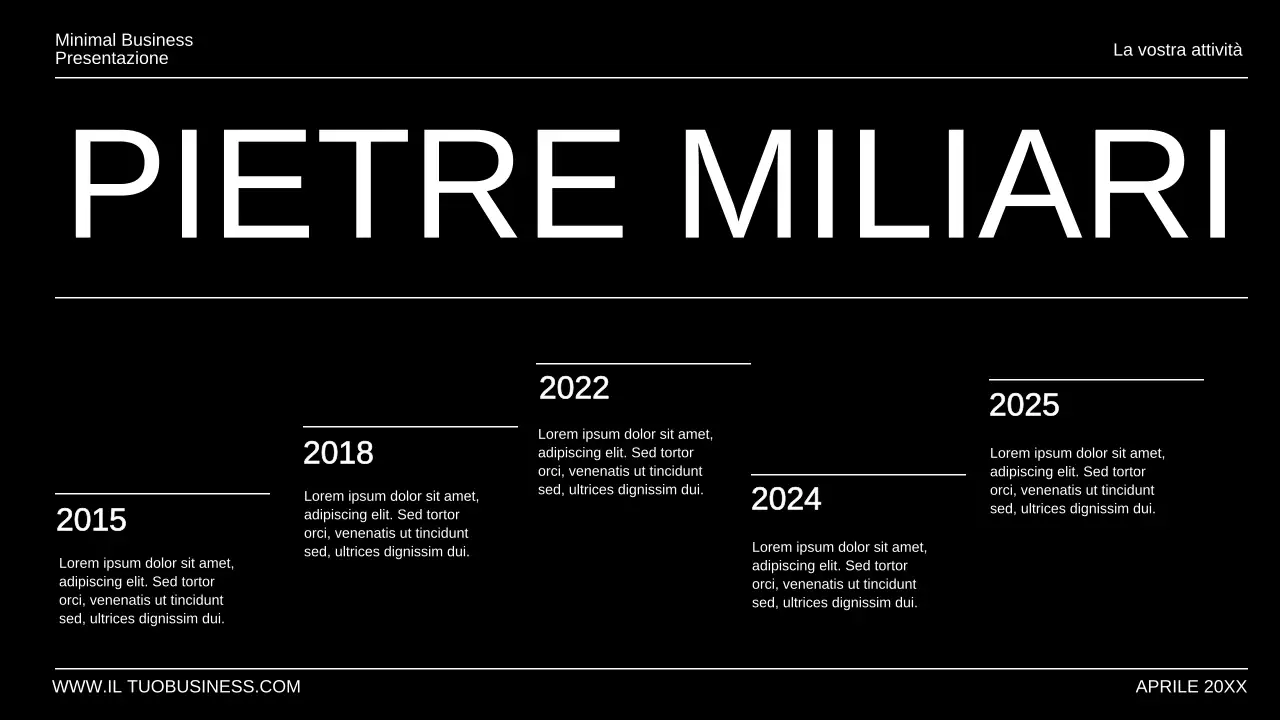 Presentazione aziendale minimale in bianco e nero