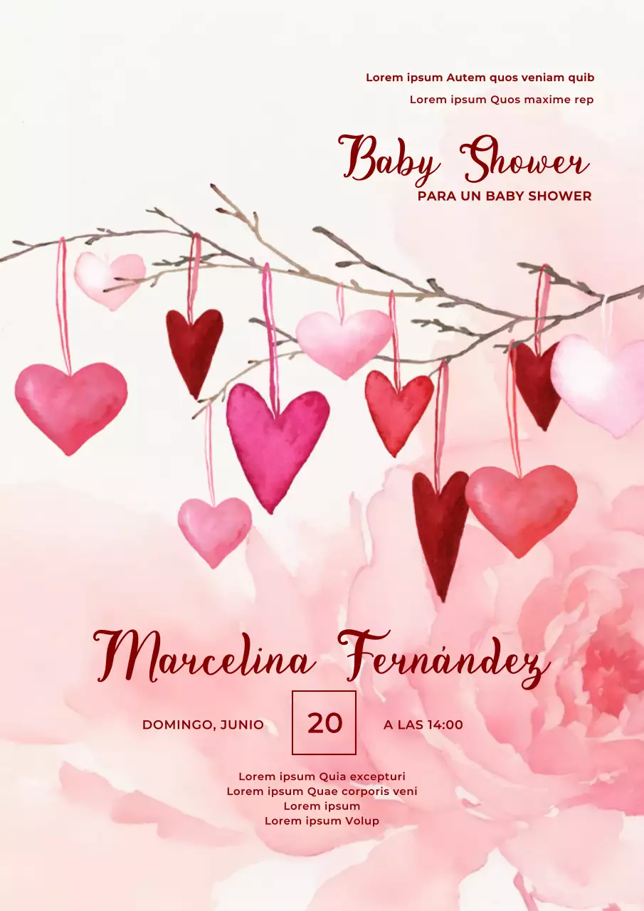 Invitación Loving Baby Shower roja y beige