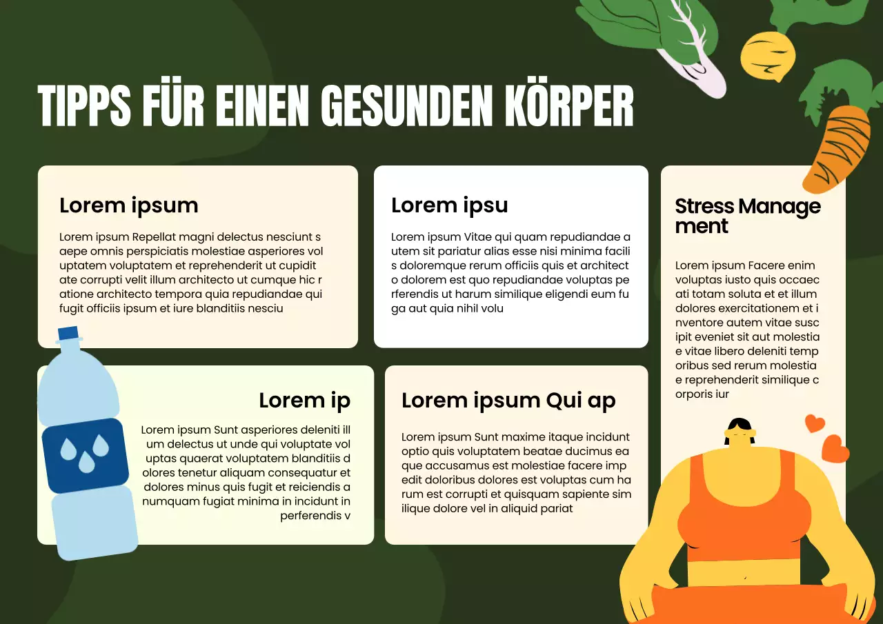 Grüner und weißer Leitfaden für einen modernen, gesunden Lebensstil