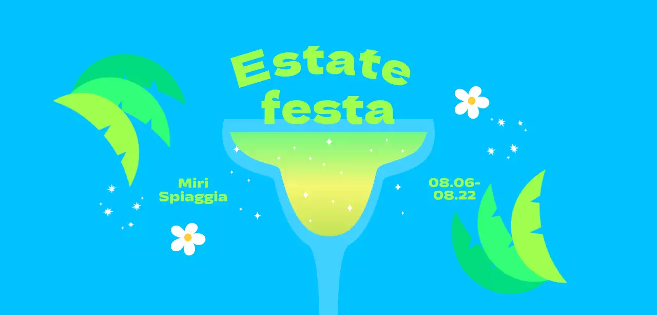 Un festival estivo fresco e rinfrescante con palme e fiori
