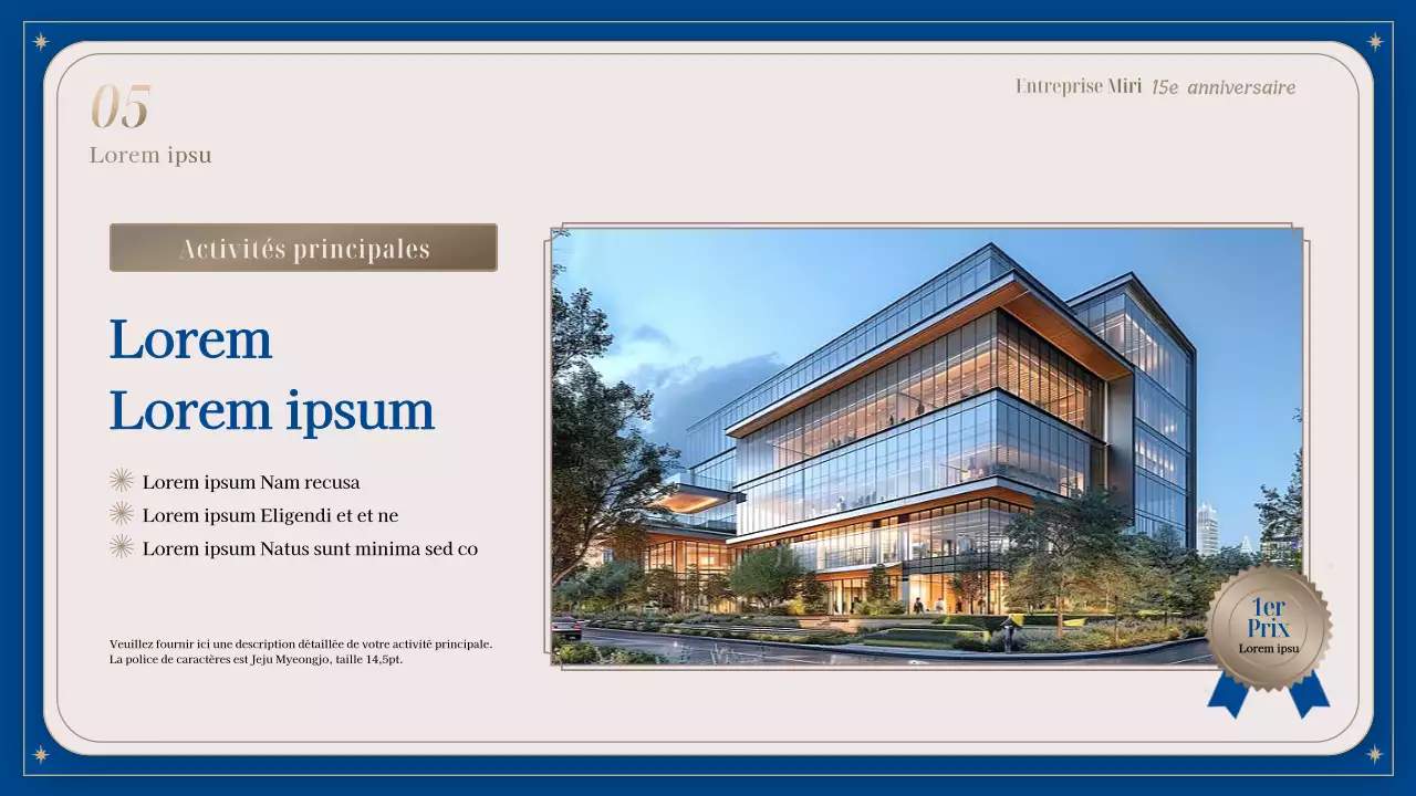 Annoncer une luxueuse célébration d'anniversaire d'entreprise en bleu marine et or