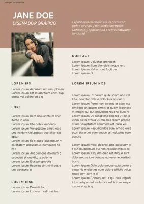 Beige y Marrón Moderno Diseñador Gráfico Curriculum Introducción