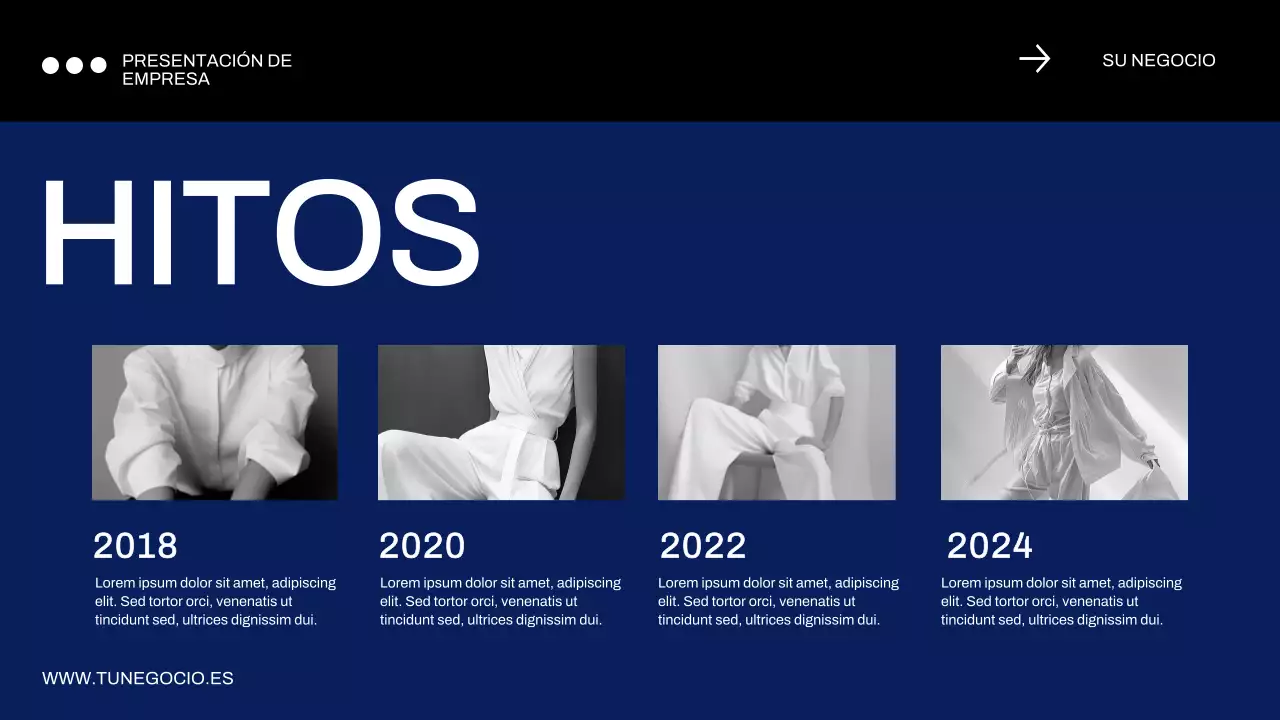 Perfil empresarial minimalista en azul y negro