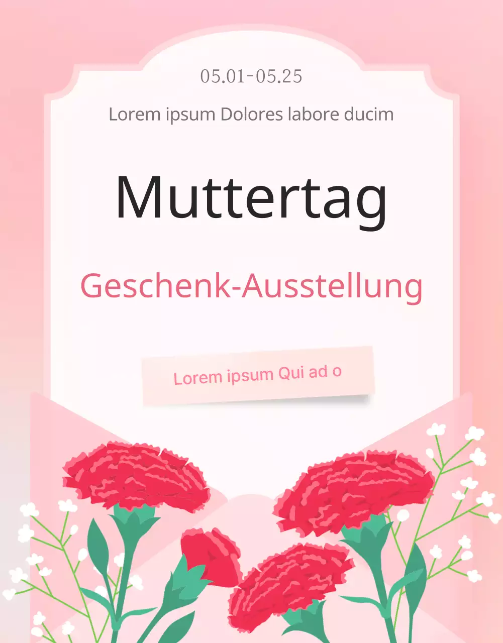 Niedliche Muttertagsangebot-Anzeige in Rosa und Elfenbein