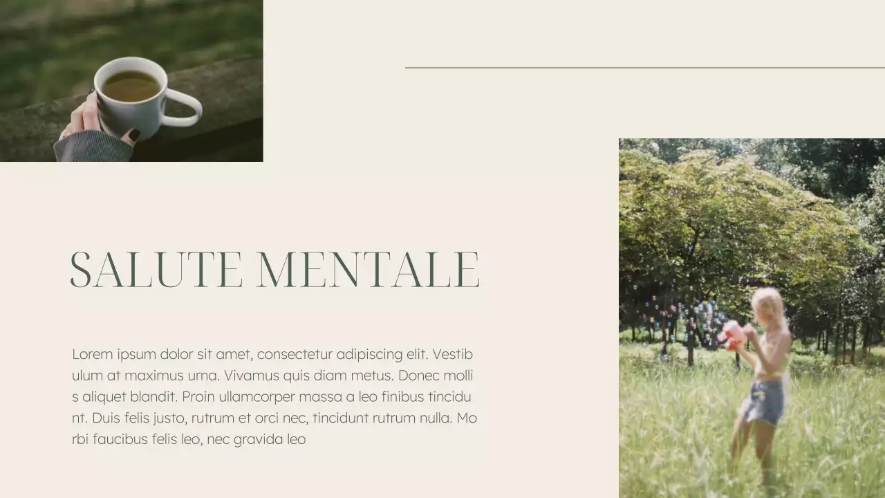 Materiale per conferenze sulla salute mentale di colore verde e beige, elegante.