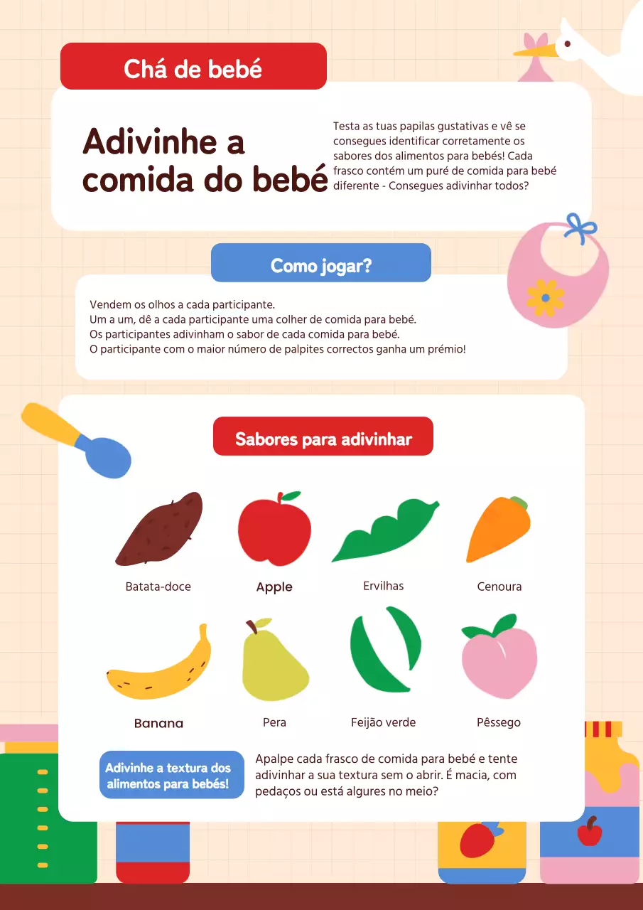 Guia do Jogo de Previsão do Bebé Moderno Laranja e Vermelho