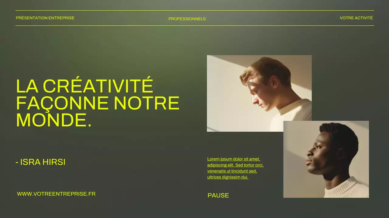 Présentation d'entreprise verte et noire