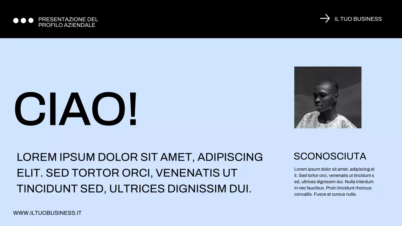 Profilo aziendale minimale blu e nero