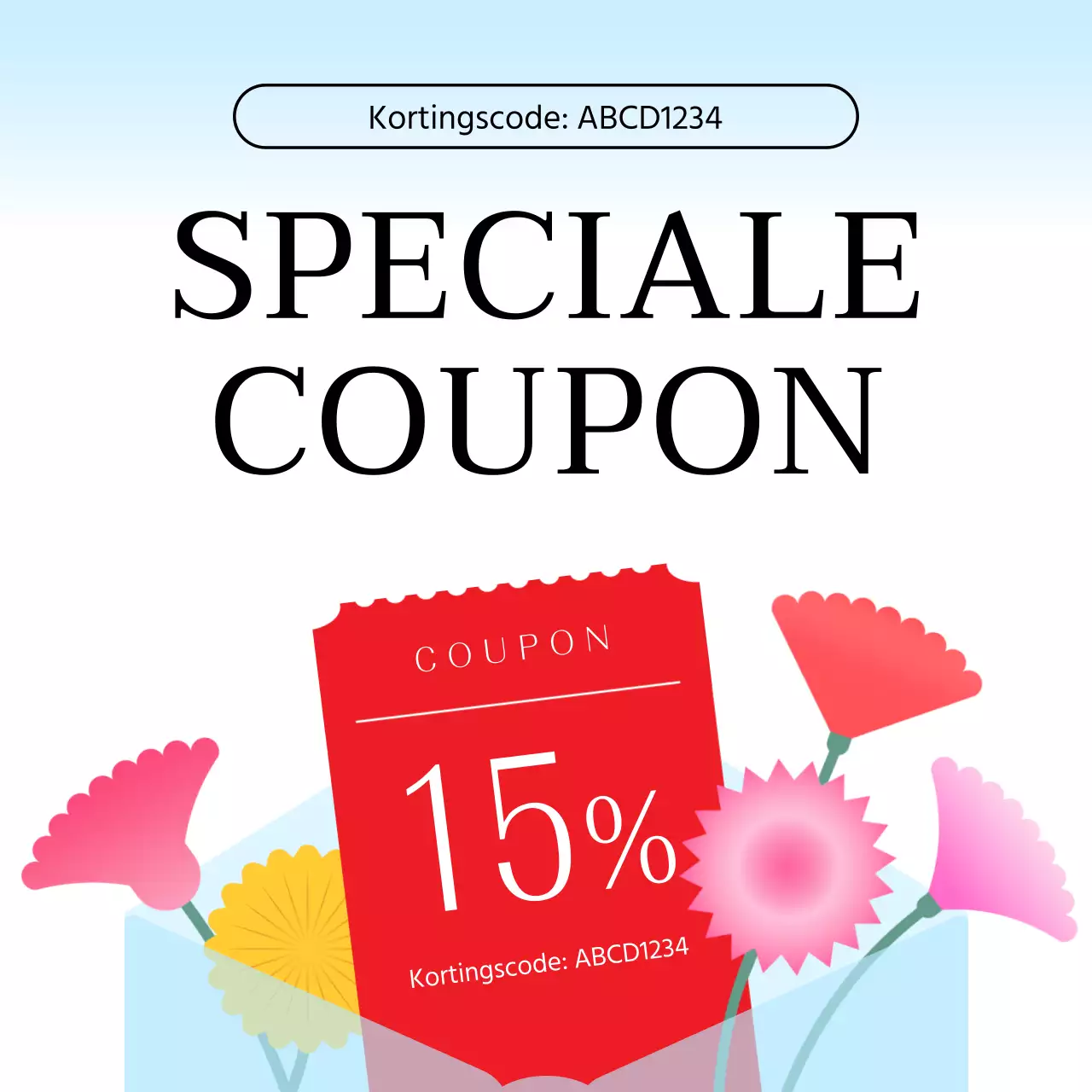 Promoot een moderne feed voor sociale-mediamarketing in lichtblauw en rood