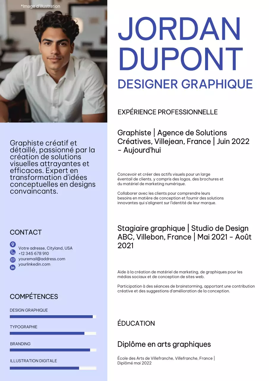 Portfolio de graphiste moderne bleu et blanc