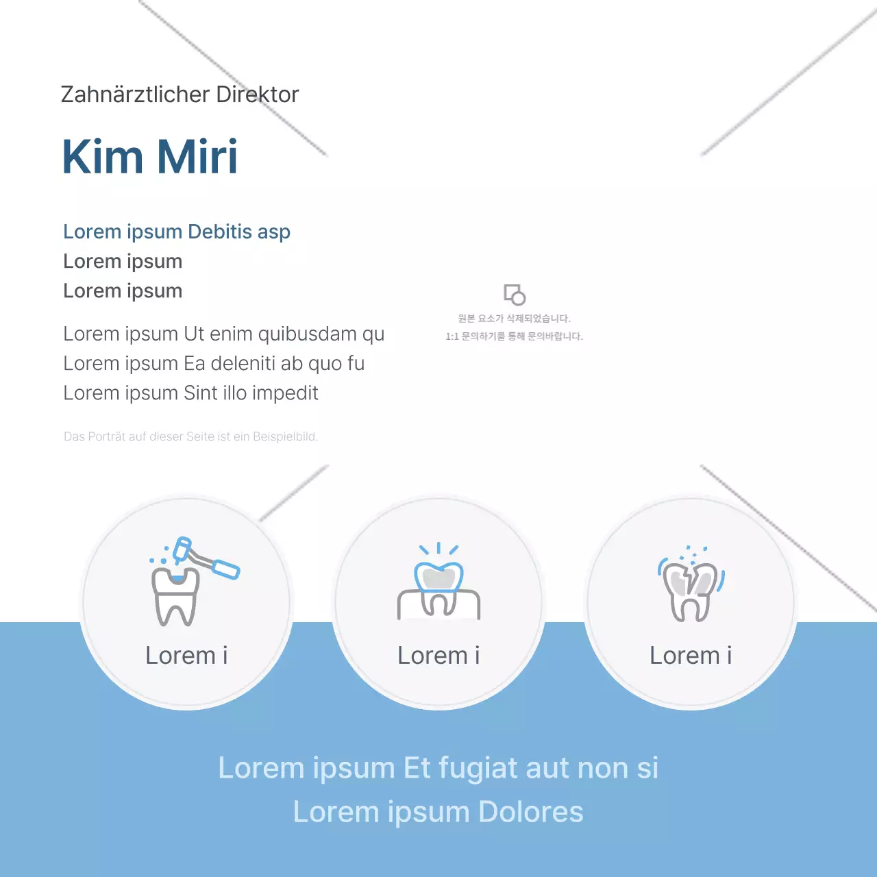 Ein einfaches weißes und hellblaues Social-Media-Kit für das Marketing einer Zahnarztpraxis, um für die Praxis zu werben.