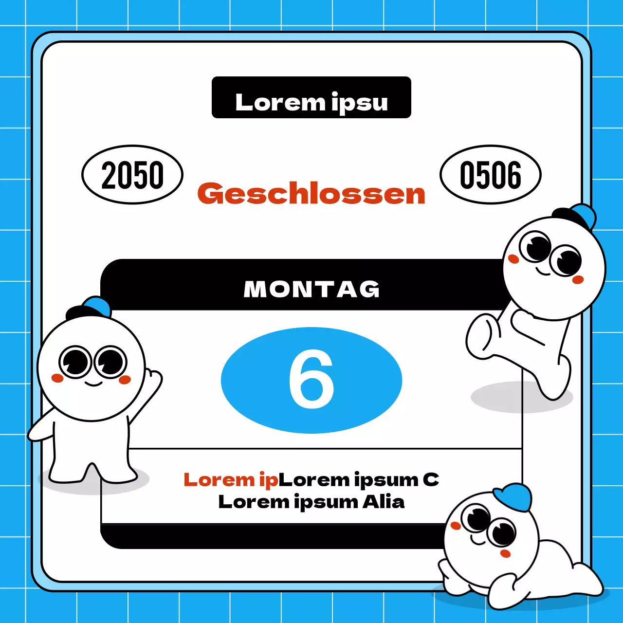 Schlichte blaue und rote alternative Ankündigungen für den Ferienabschluss