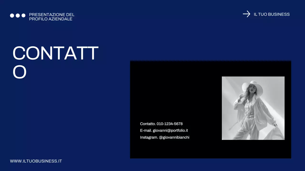 Profilo aziendale minimale blu e nero