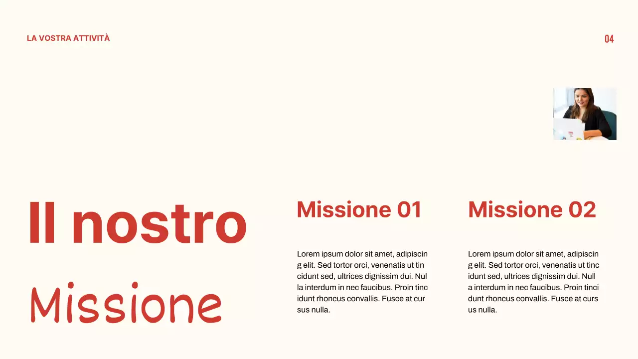 Presentazione del profilo aziendale minimale in rosso e beige