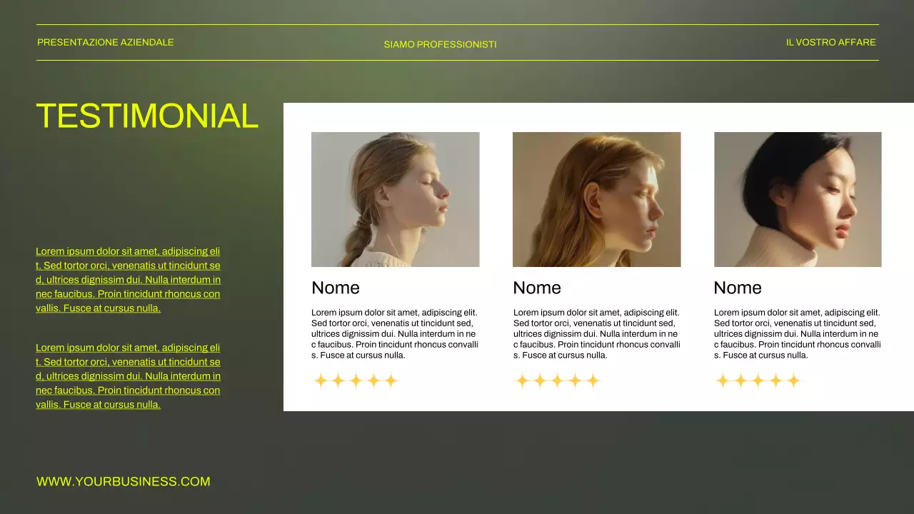 Presentazione aziendale verde e nera