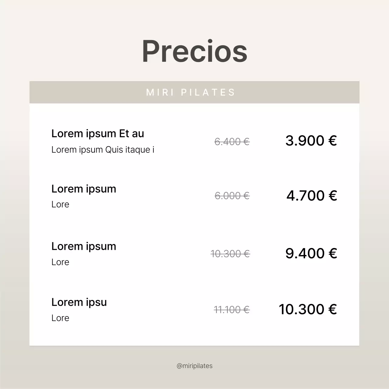 Pilates moderno en beige y amarillo Marketing en redes sociales Precios y promoción de eventos