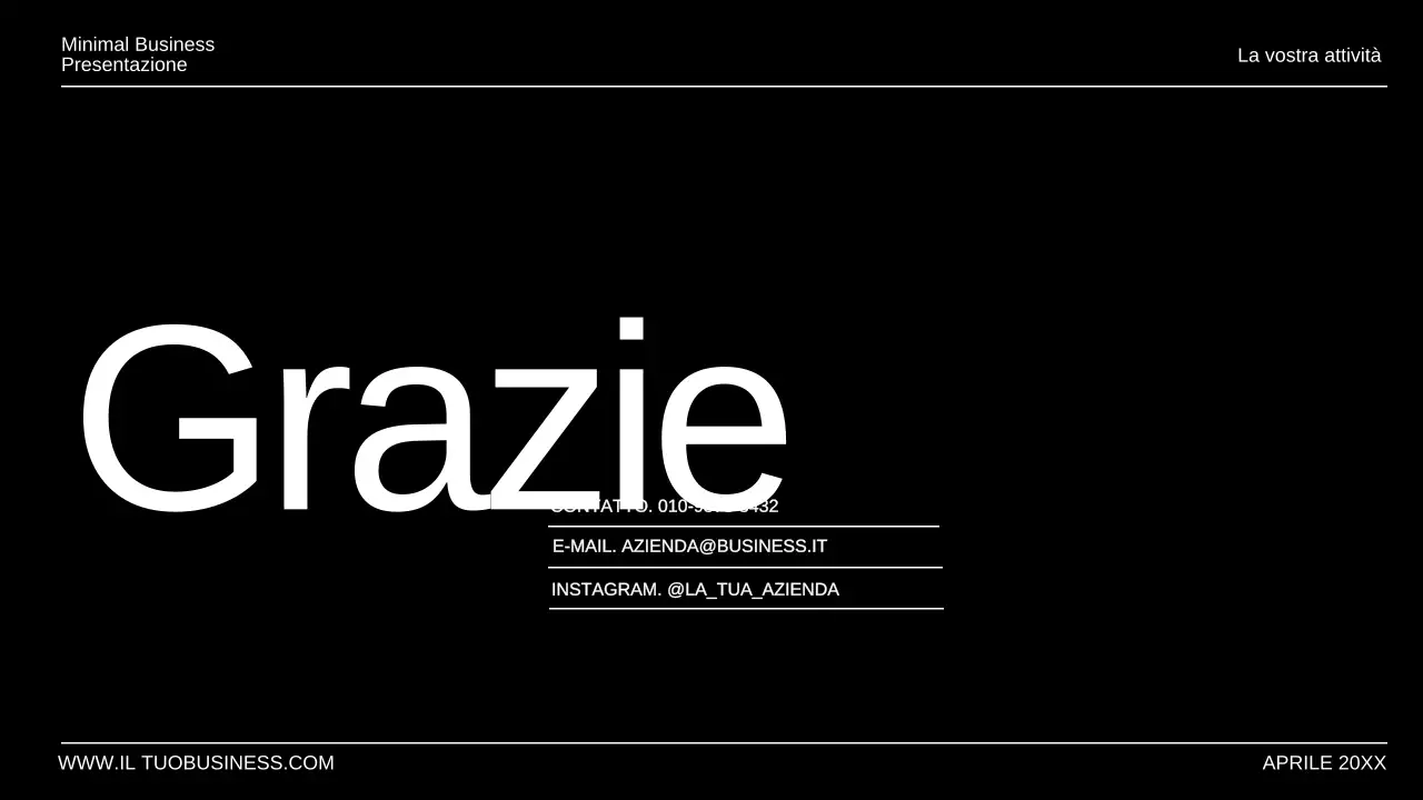 Presentazione aziendale minimale in bianco e nero